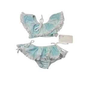 Well Dressed Wolf Blue Print Ruffle Bikini Swimsuit